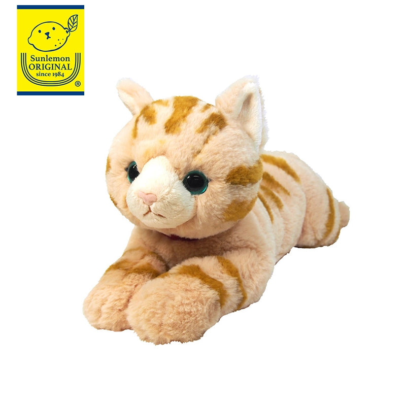 Brown Tabby Lying Cat Stuffed Toy (Medium)