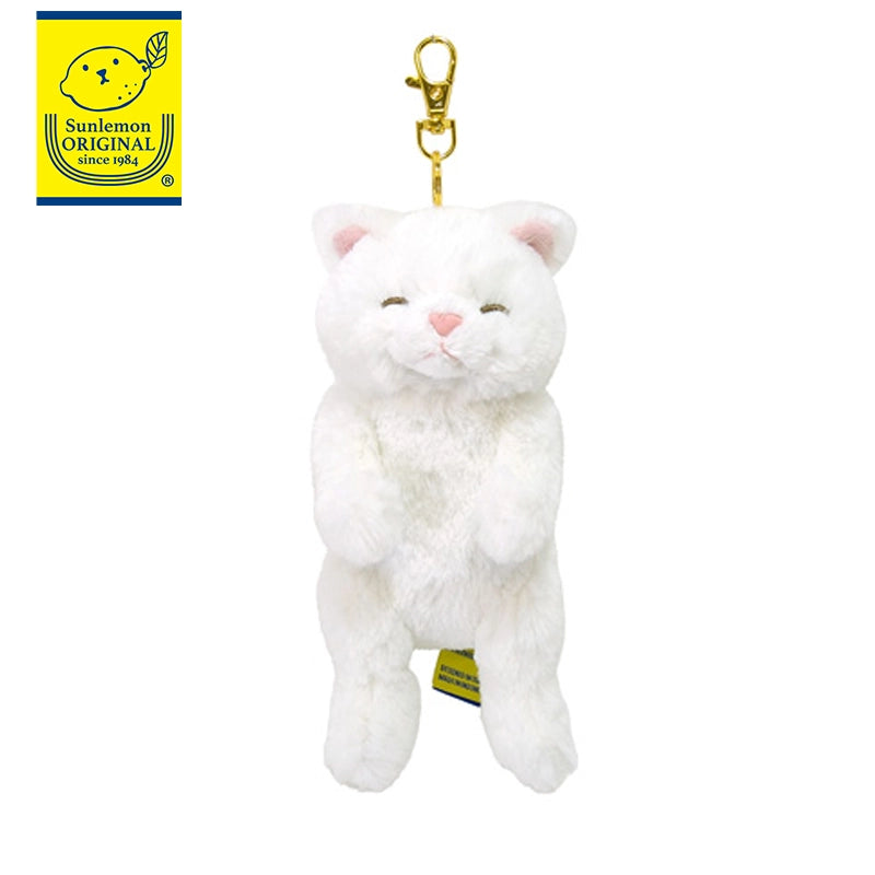 White Persian Portable Keychain Lying Cat