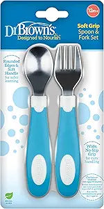 Dr Brown Sofft Grip Spoon & Fork Set- Blue