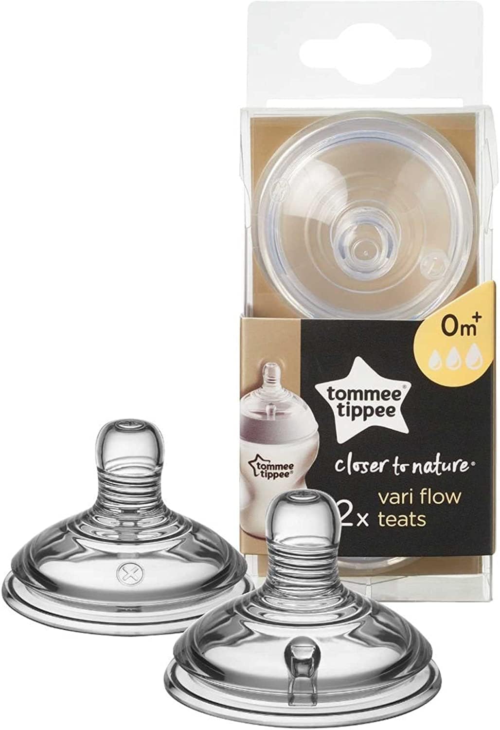 Natural Start Glass Bottle (1pk) with Closer To Nature Vari-Flow Teats (1set of Teats)