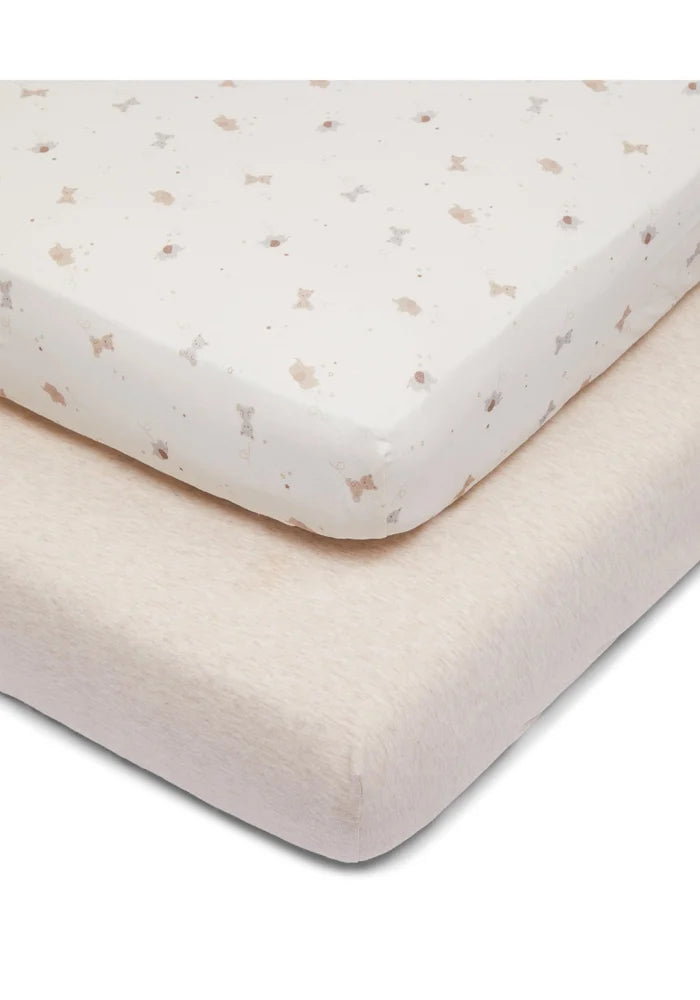 Little & Loved Cot Bed Fitted Sheets in Beige - 2pack