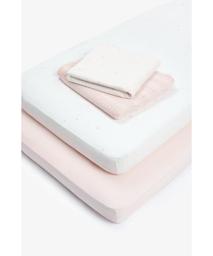 4-Piece Cot Bed Bedding Starter Set - Pink