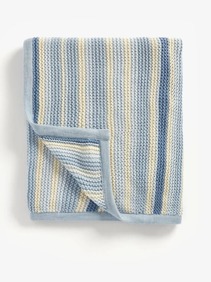 Blue Knitted Cotton Baby Blanket