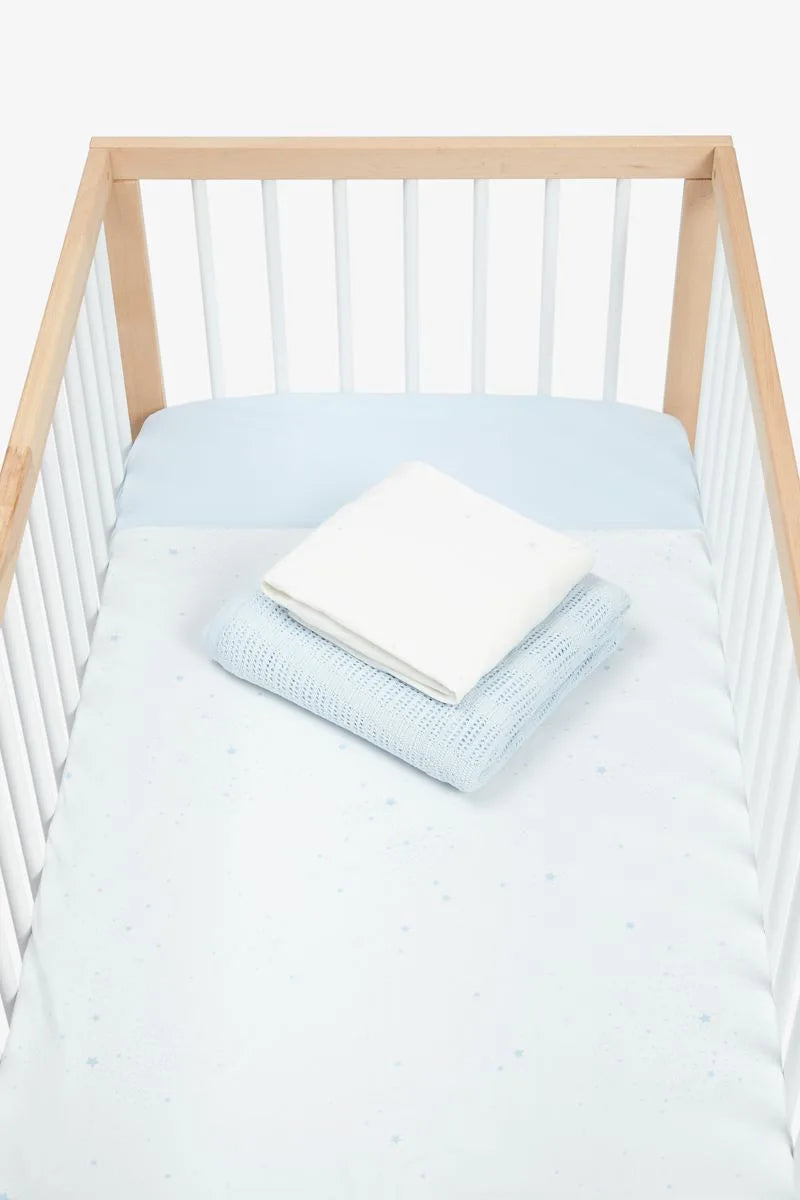 4-Piece Cot Bed Bedding Starter Set - Blue