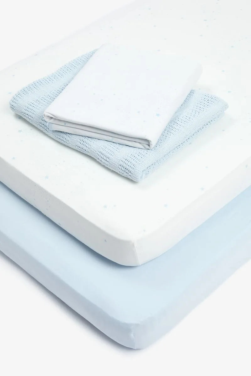 4-Piece Cot Bed Bedding Starter Set - Blue
