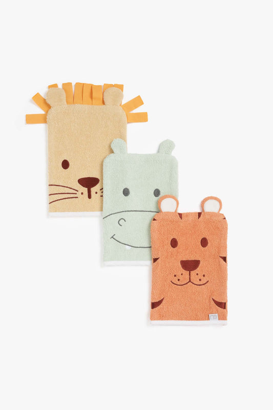 Animal Kingdom 3Pk Wash Mittens