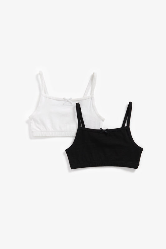 Girls Vest Black & White 2pk