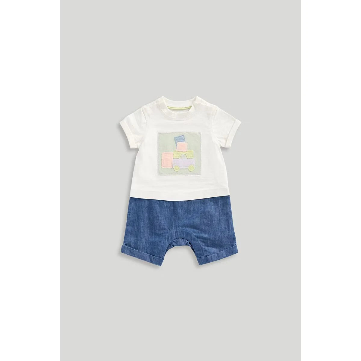 Newborn Boys Sweet Transport Mock Romper