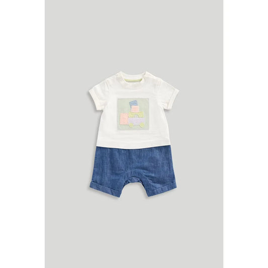 Newborn Boys Sweet Transport Mock Romper