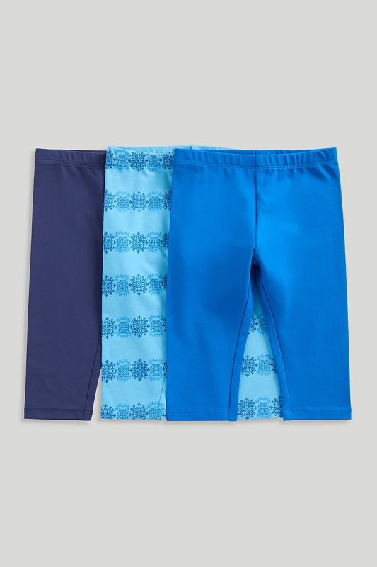 3 Pack Blue Cropped Leggings