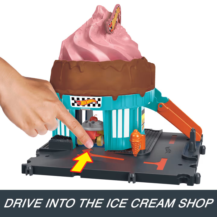Hot Wheels City Downtown Ice Cream Swirl Playset