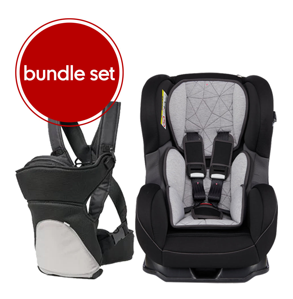 Car Seat Madrid in Black Grey with Baby Carrier Sport 2-Positions