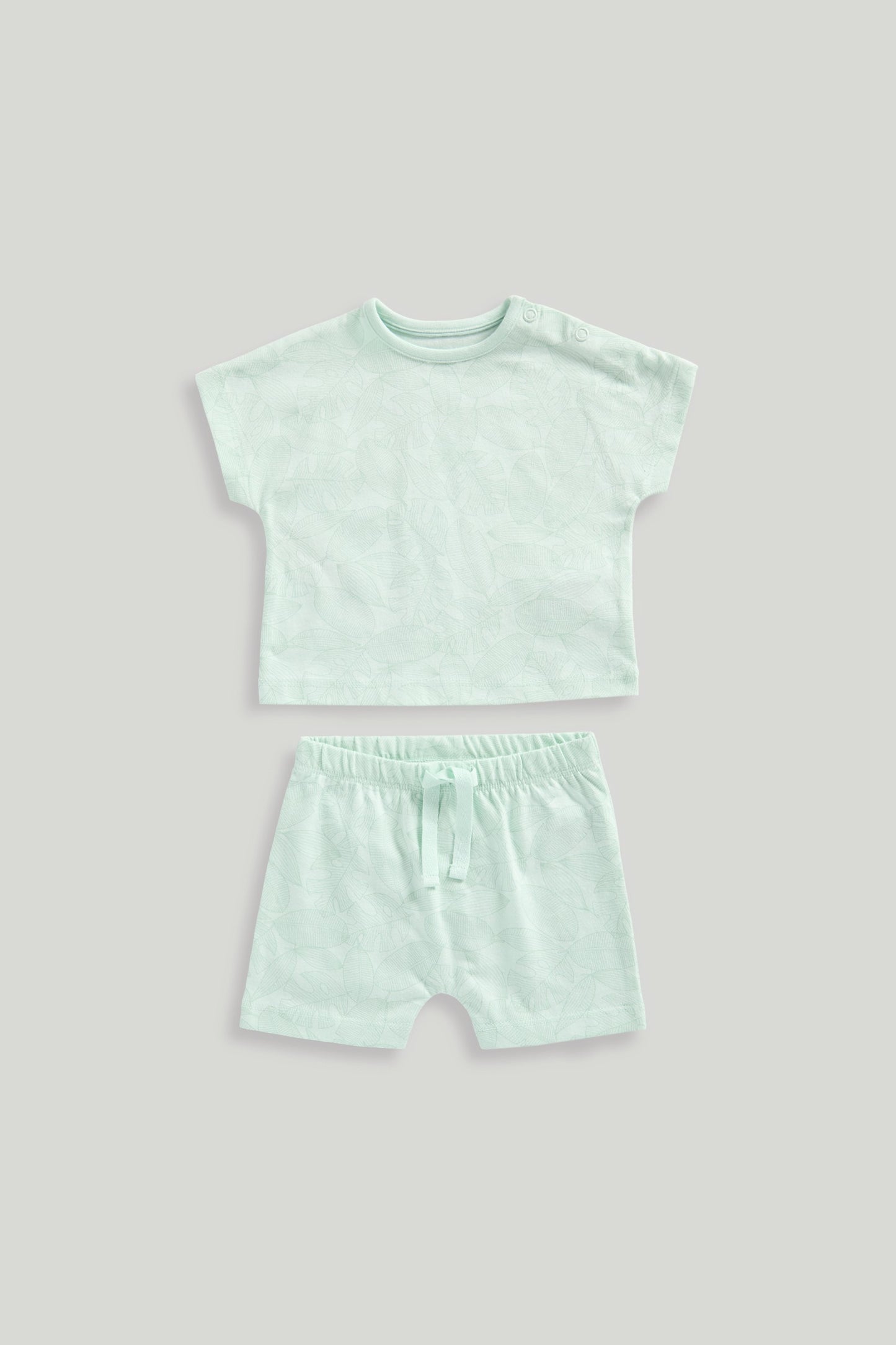 Newborn Boy Green Leaves Tee & Shorts Set