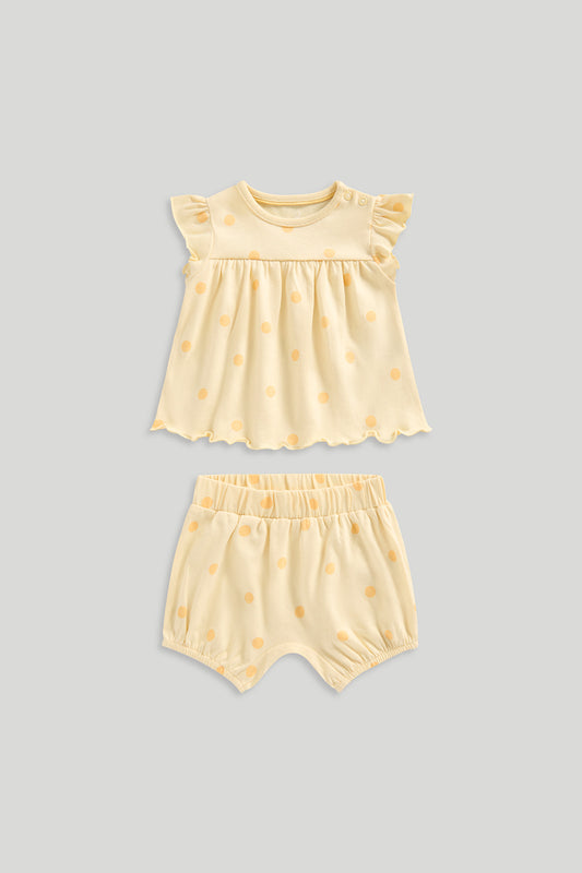 Newborn Girl Polka Dot Tee & Shorts Set