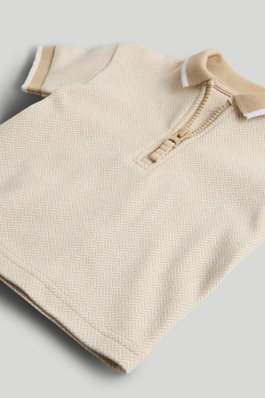 Stone Jacquard Polo Shirt