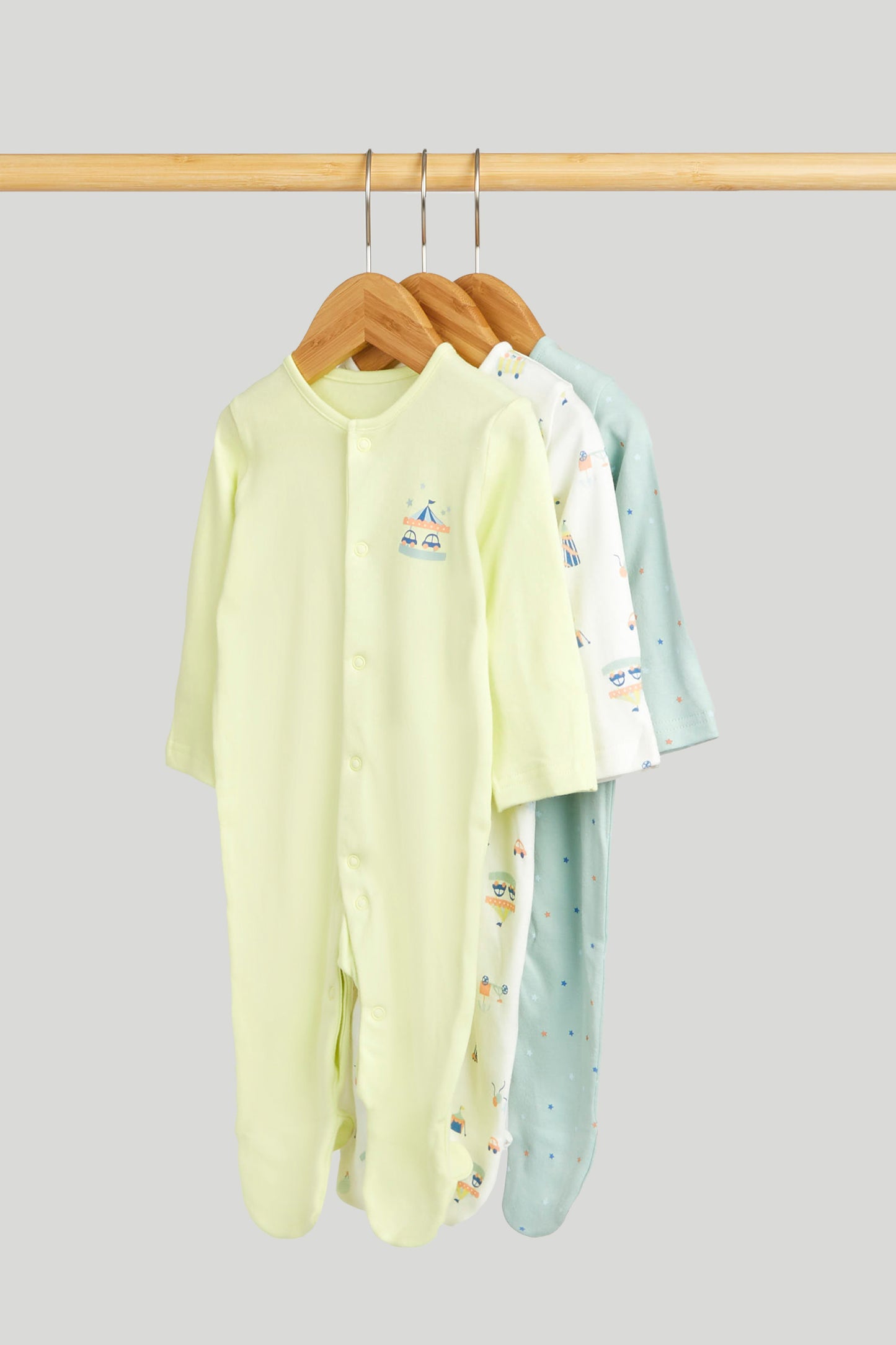 3 Pack Carnival Sleepsuits