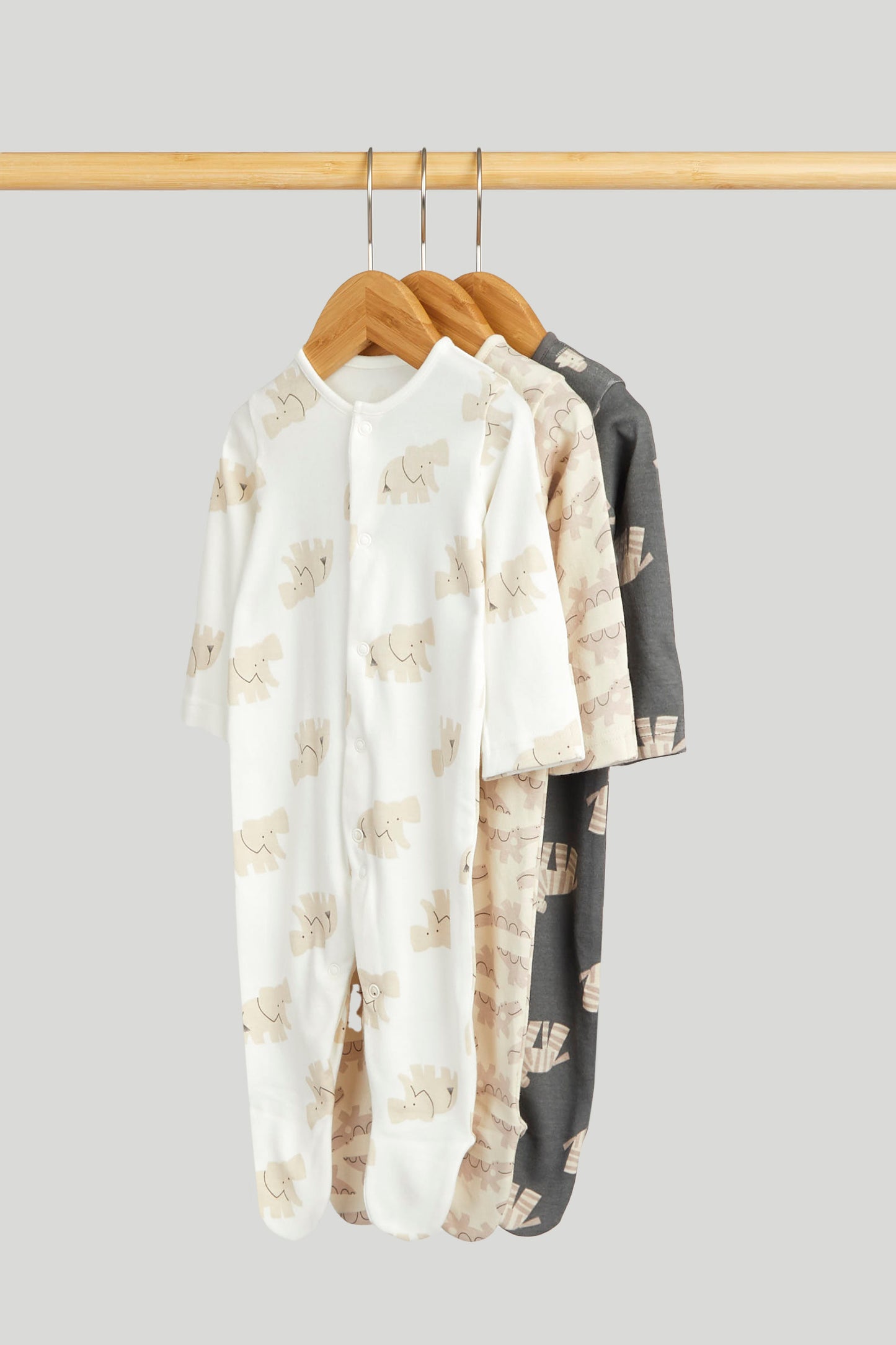3 Pack Animal Sleepsuits