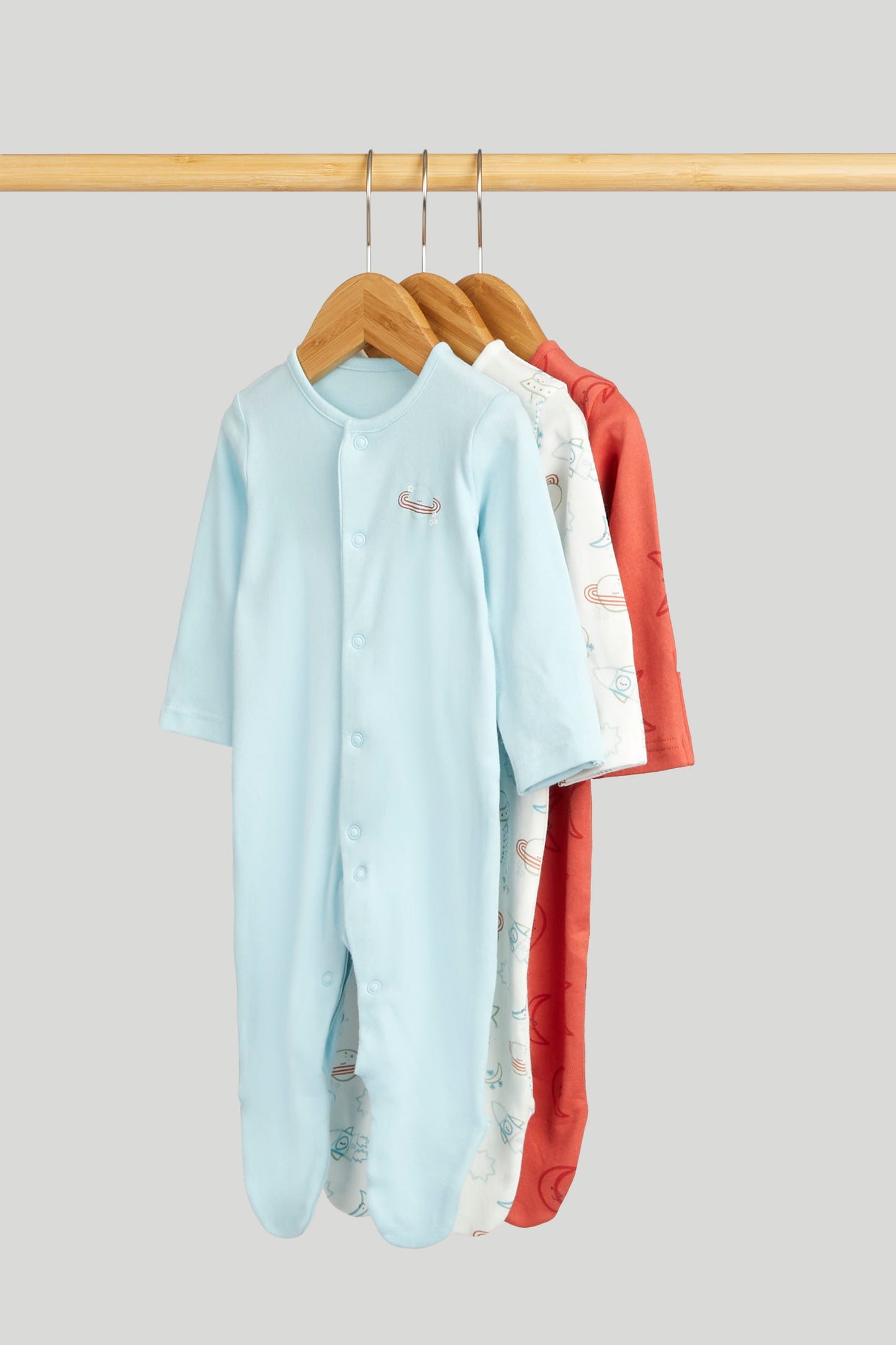 3 Pack Space Sleepsuits