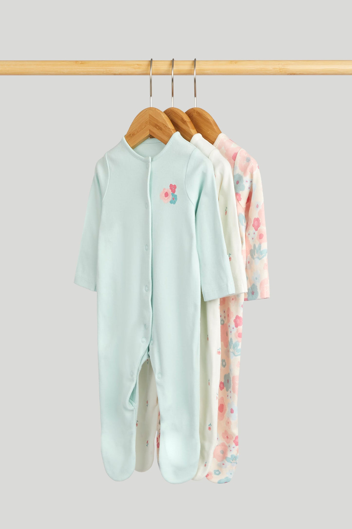 3 Pack Floral Sleepsuits