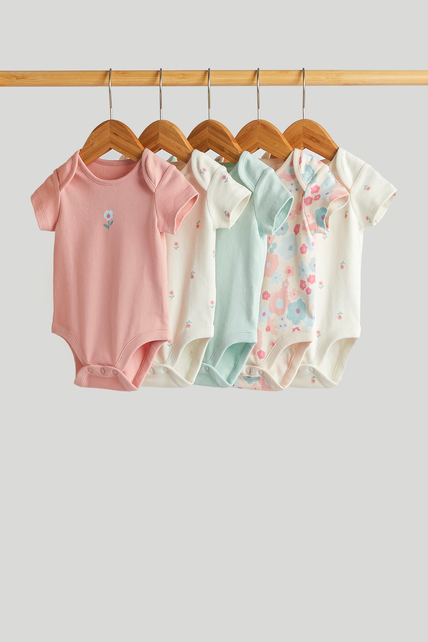5 Pack Floral Short-Sleeved Bodysuits