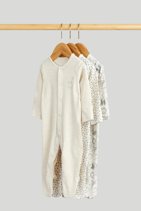 3 Pack Safari Sleepsuits