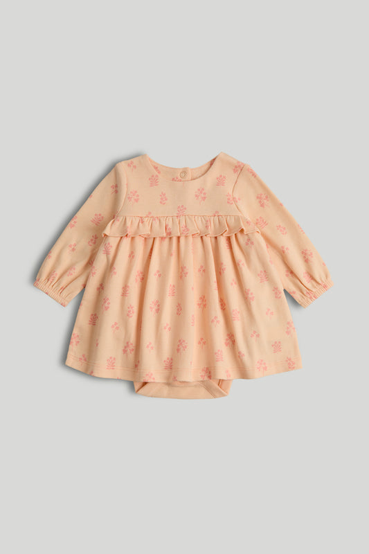 Peach Floral Romper Dress