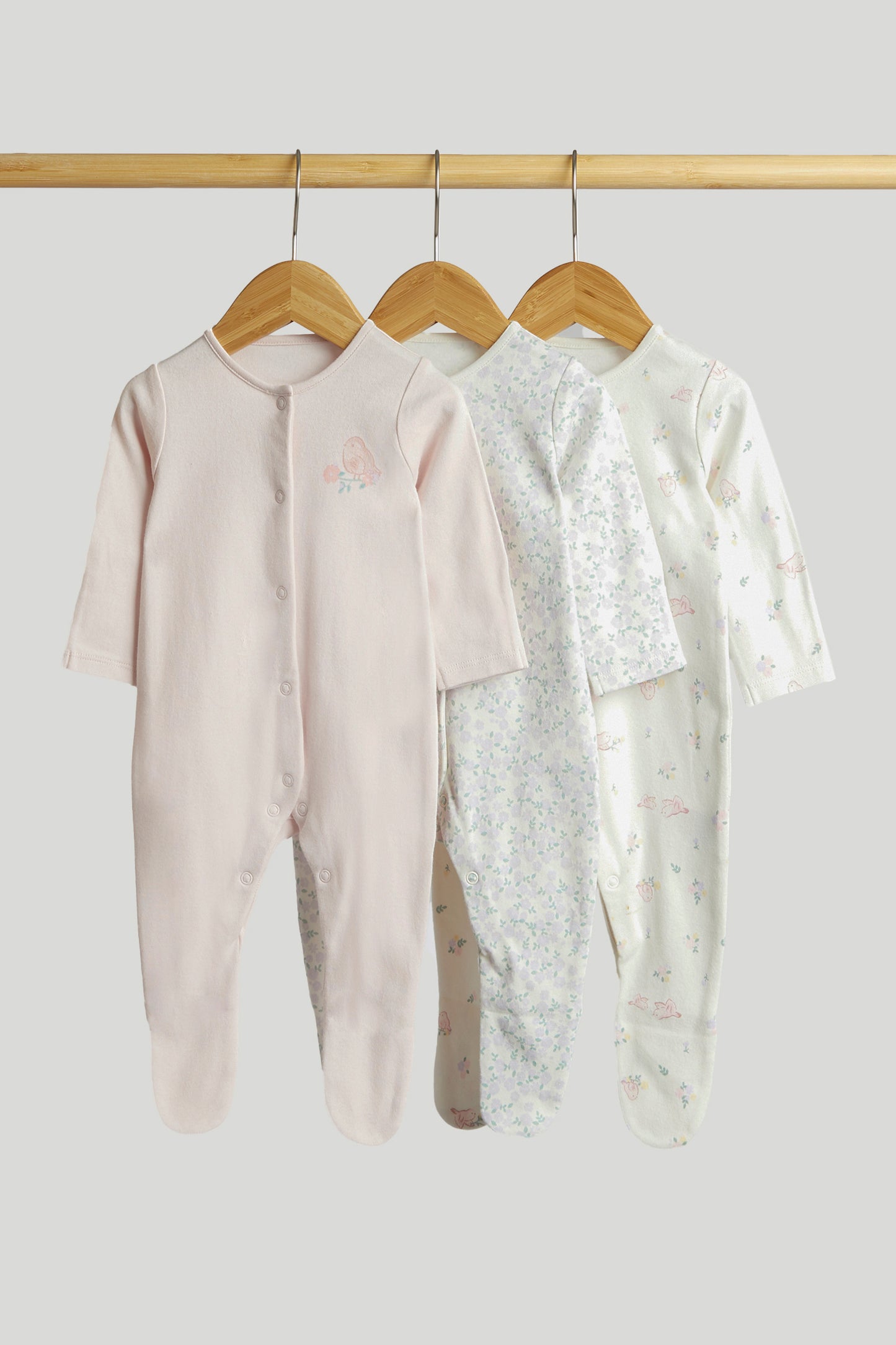 3 Pack Little Bird Sleepsuits