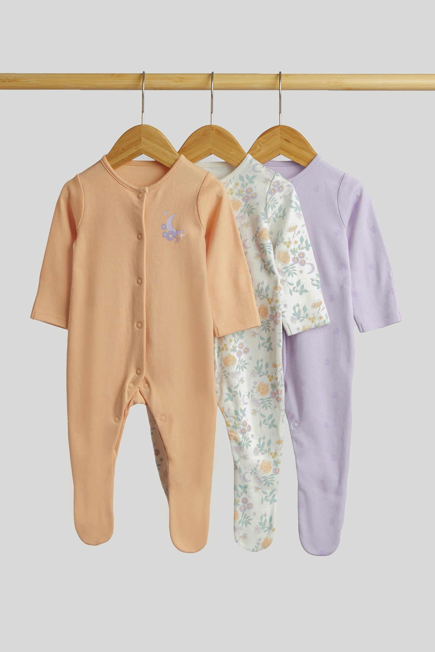 3 Pack Floral Sleepsuits