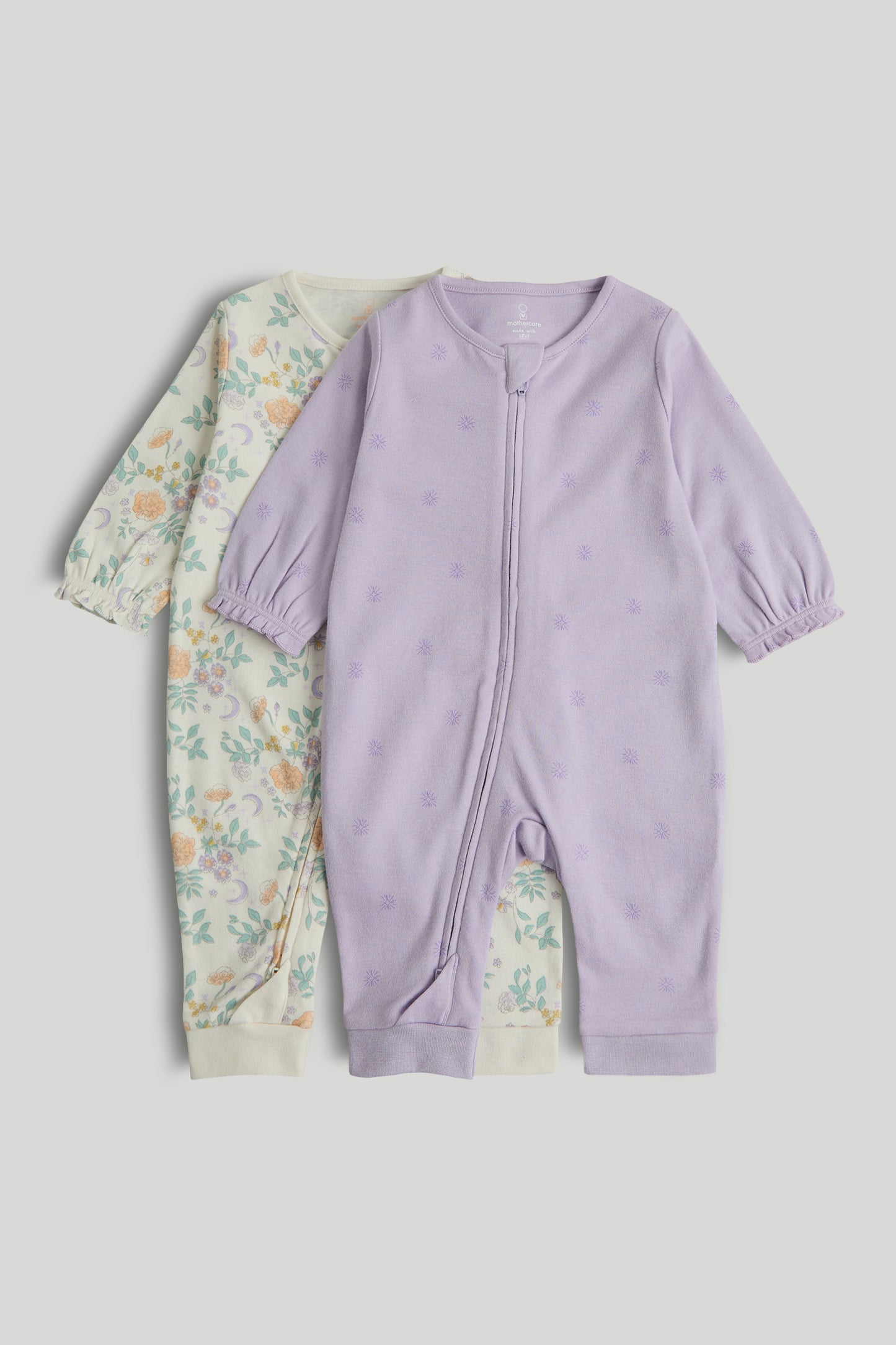 2 Pack Footless Zip-Up Sleepsuits