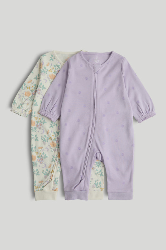 2 Pack Footless Zip-Up Sleepsuits