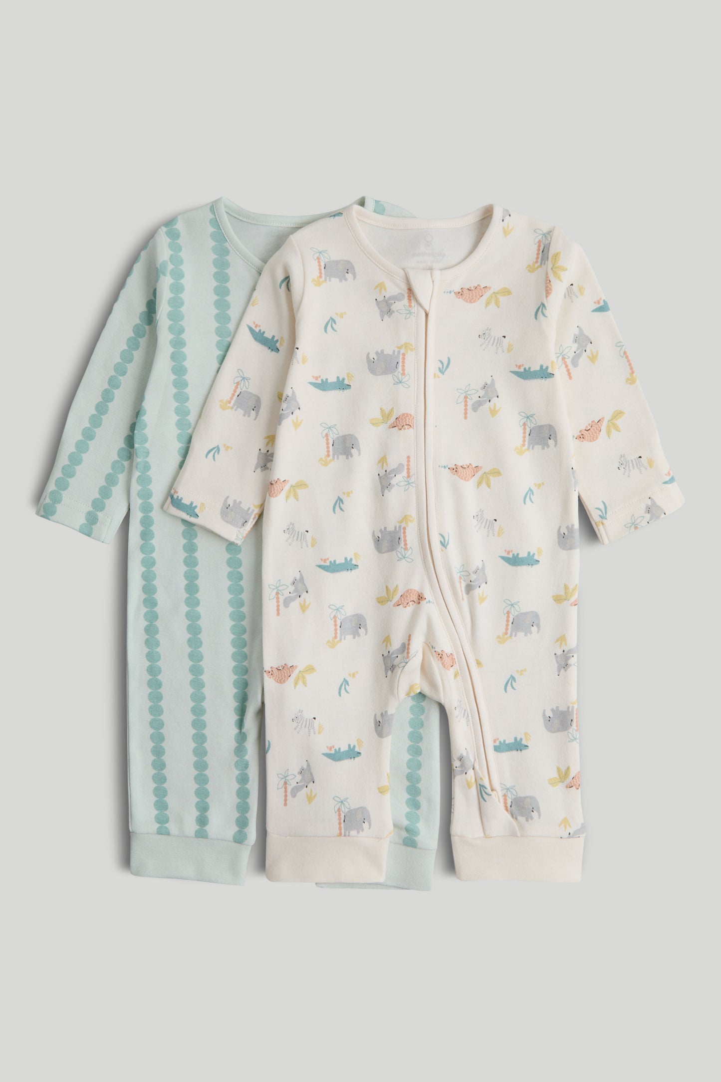 2 Pack Footless Zip-Up Sleepsuits