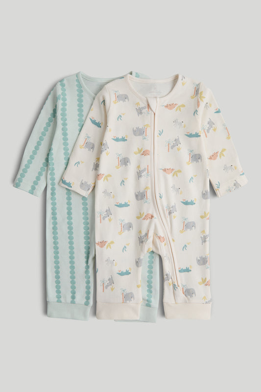 2 Pack Footless Zip-Up Sleepsuits
