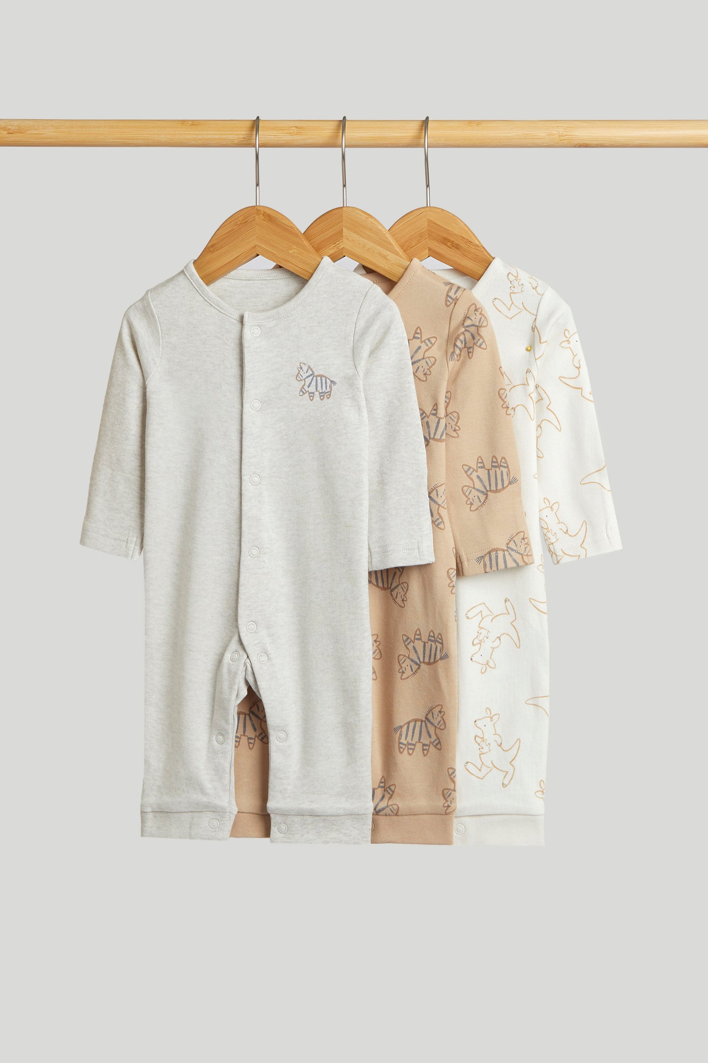 3 Pack Safari Footless Sleepsuits