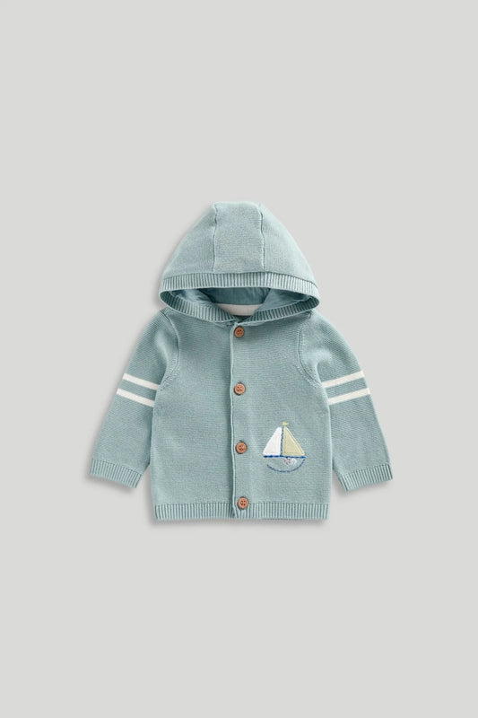 Newborn Boys Tiny Traveller Boat Hooded Cardigan