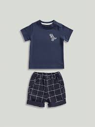 Mini Boys Clean Blues Everley Tee And Wovenshorts