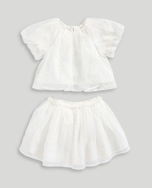 Embroidered Top and Shorts Set