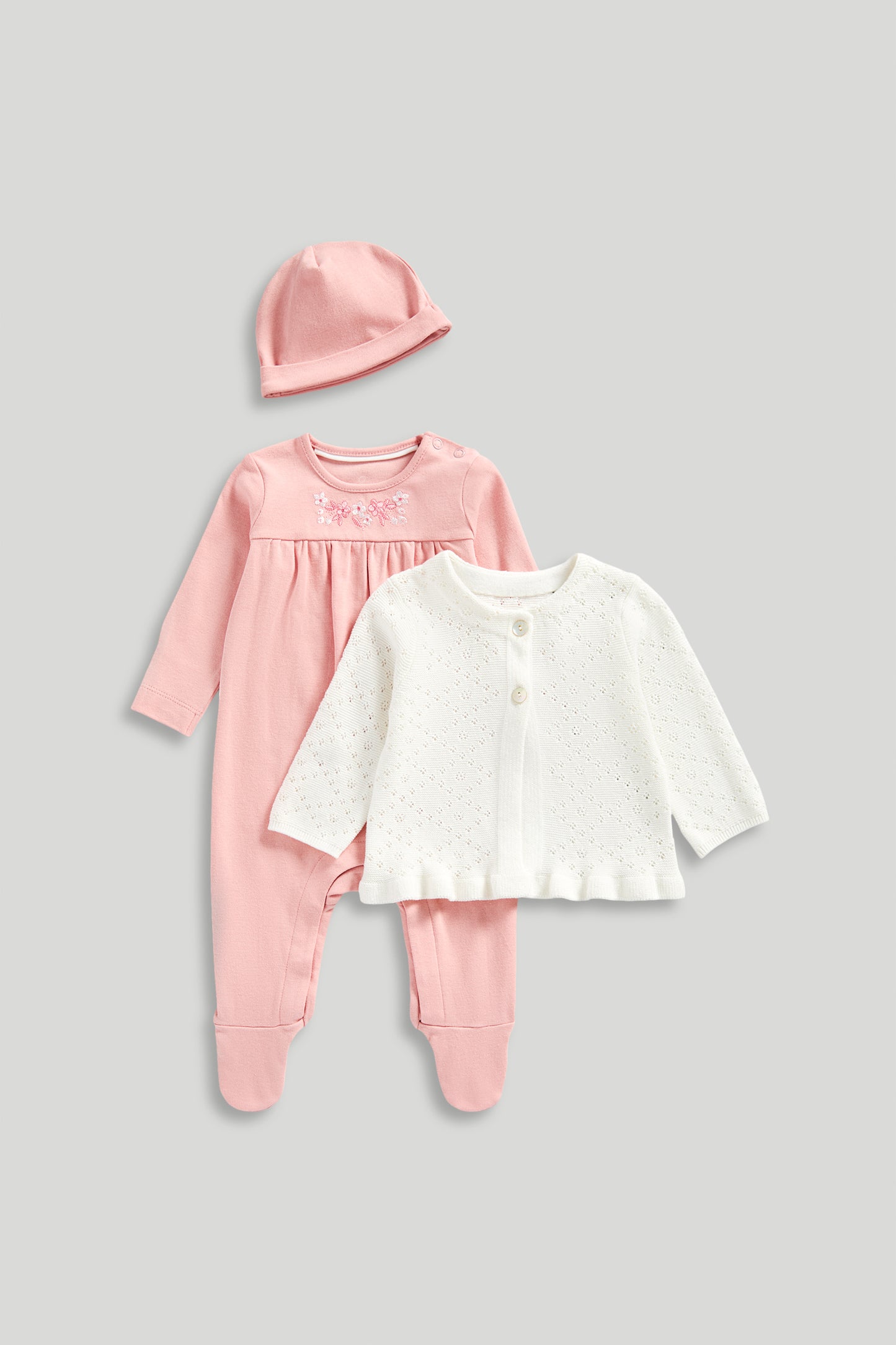 My First Girl Sleepsuit Cardigan & Hat